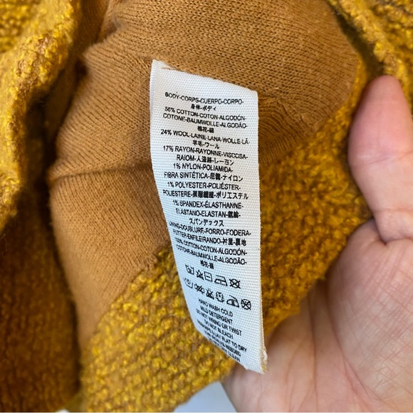 Free People Slouchy Textured Wool Mustard Jacket Wool Blend Women's Size Small - Picture 7 of 9